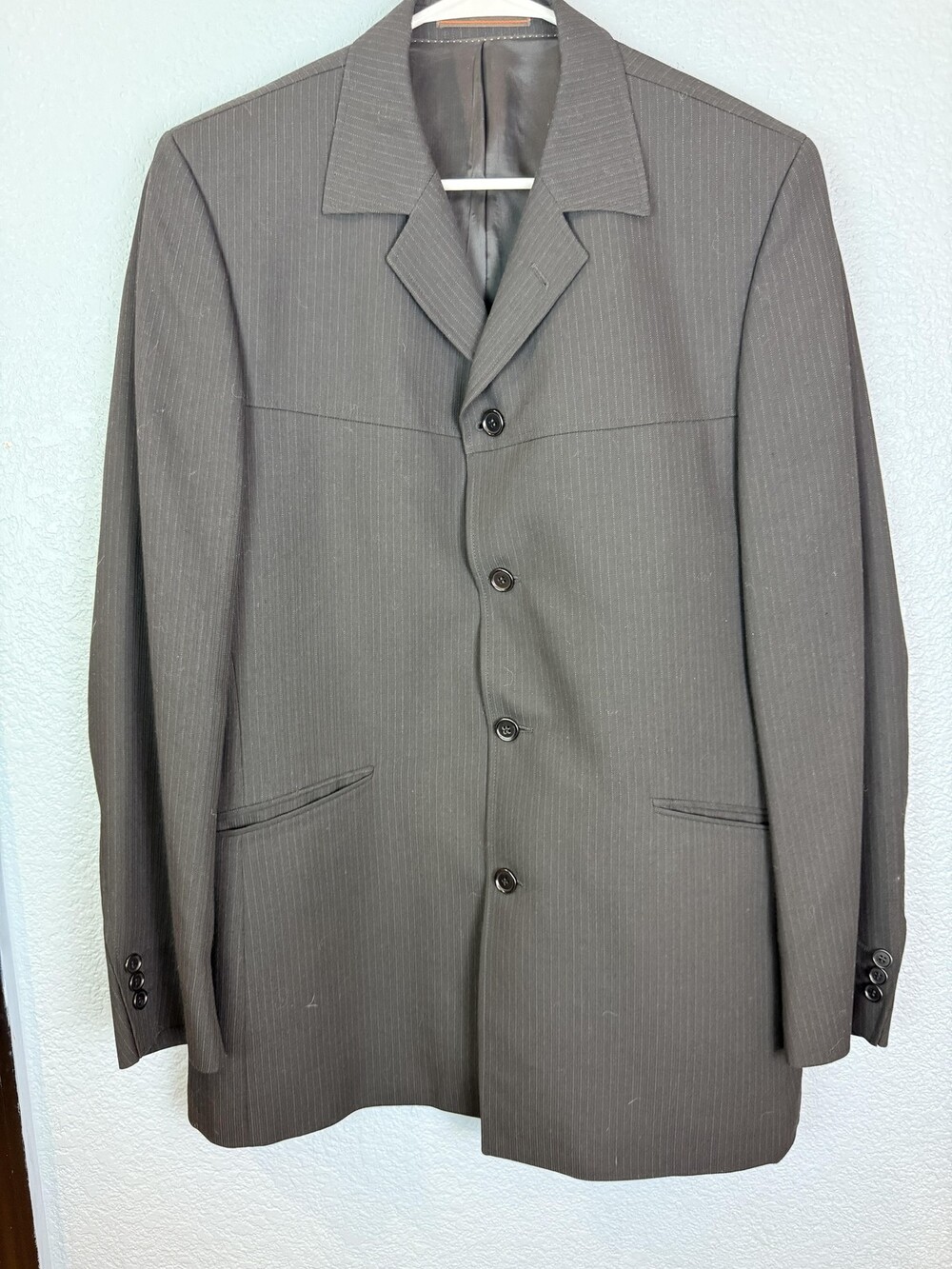 Topman London Blazer Mens 42 Chest Euro 52 Black Pinstripe Formal Jacket Coat